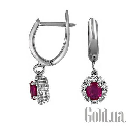 Серьги с подвесками Золотые серьги с бриллиантами и рубинами