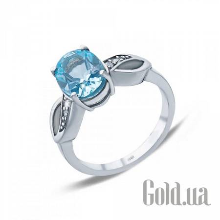 Женские кольца Женское серебряное кольцо с топазом и куб. циркониями, 16.5