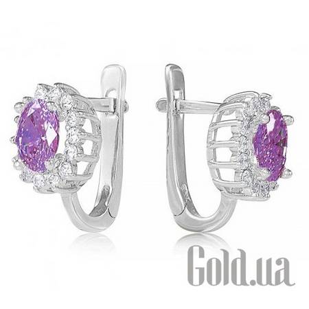 Серьги Золотые серьги с аметистами и куб. циркониями
