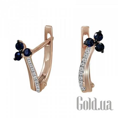 Серьги Золотые серьги с бриллиантами и сапфирами