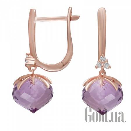 Серьги Золотые серьги с бриллиантами и аметистами
