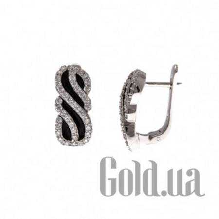 Серьги Серебряные серьги с куб. циркониями и эмалью