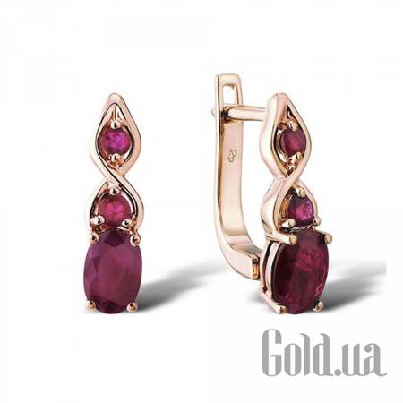 Серьги Золотые серьги с рубинами