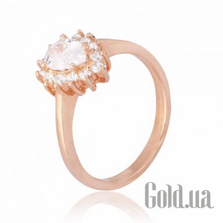 Кольцо Серебряное кольцо с куб. циркониями  в позолоте, 18.5