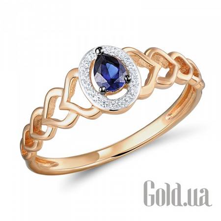 Кольцо Золотое кольцо с бриллиантами и сапфиром, 17