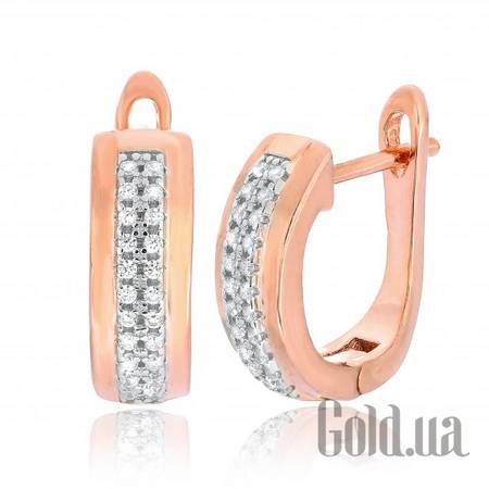 Серьги Серебряные серьги с  куб. циркониями в позолоте