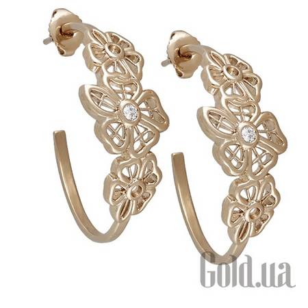 Серьги-кольца Серьги с куб.циркониями в позолоте (18Кт)