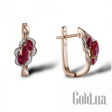 Серьги Золотые серьги с бриллиантами и рубинами