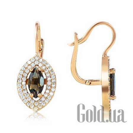 Серьги Золотые серьги с раухтопазами и куб. циркониями
