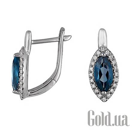 Серьги Золотые серьги с бриллиантами и топазами