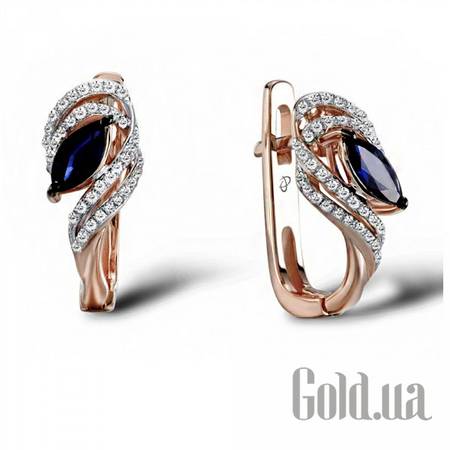 Серьги Золотые серьги с бриллиантами и сапфирами
