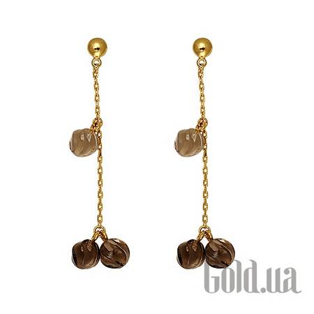 Серьги с подвесками Золотые серьги с дымчатым кварцем