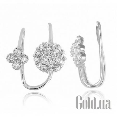 Серьги с подвесками Серебряные серьги  с куб. циркониями