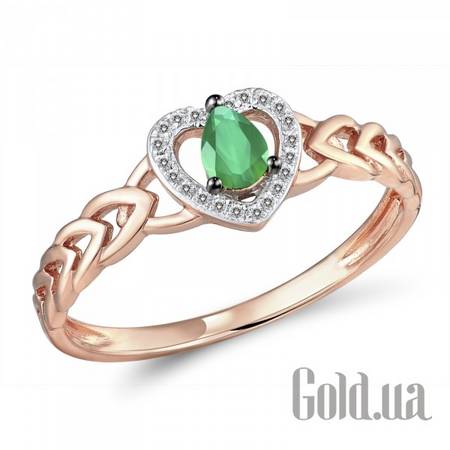 Кольцо Золотое кольцо с бриллиантами и изумрудом, 16.5