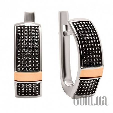 Серьги JF Серебряные серьги со вставкой из золота