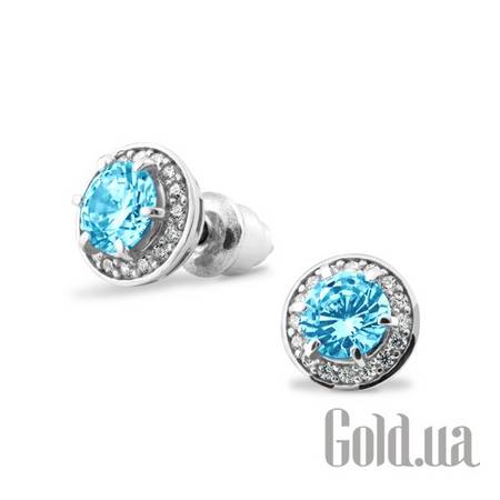 Серьги-гвоздики Серебряные серьги  с куб. циркониями