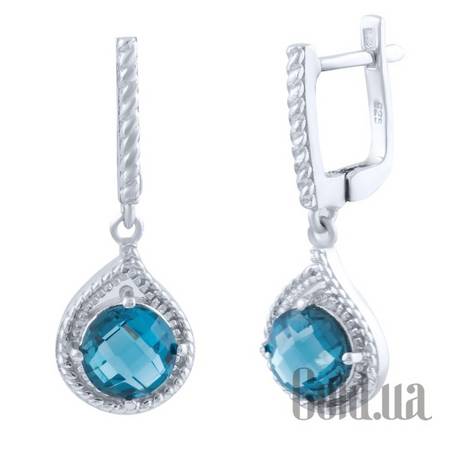 Серьги с подвесками Серебряные серьги с топазами