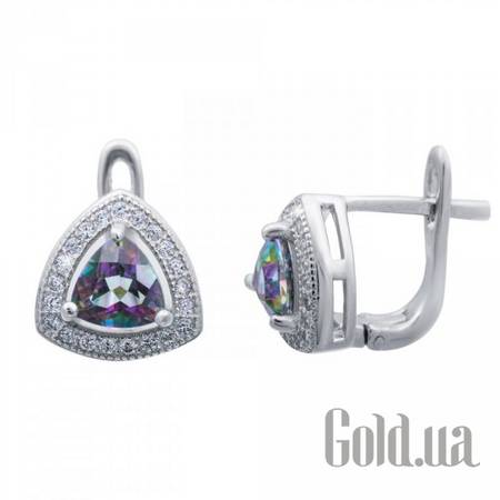 Серьги Серебряные серьги с топазами и куб. циркониями