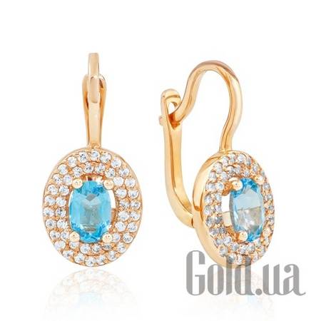 Серьги Золотые серьги с топазами и куб. циркониями