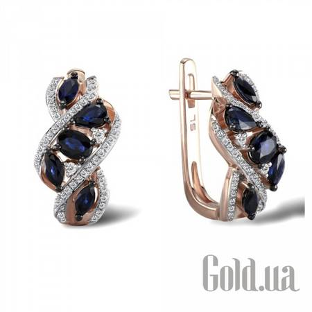 Серьги Золотые серьги с бриллиантами и сапфирами