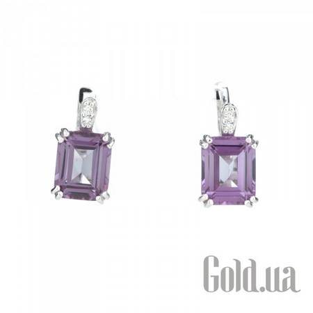 Серьги Серебряные серьги с александритами и куб. циркониями