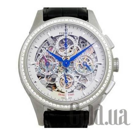 Швейцарские часы Skeleton Chrono men steel Silver dial A1010/11