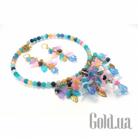 Набор бижутерии Набор колье и серьги с агатами и хрусталем