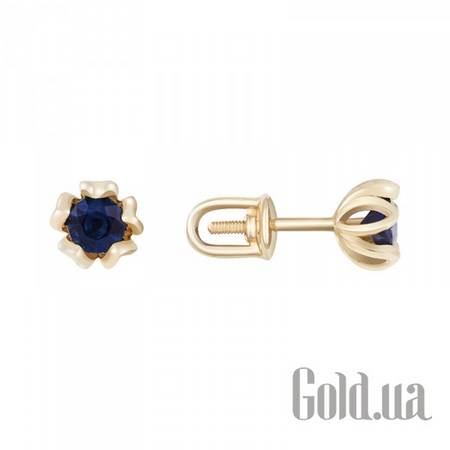 Серьги-гвоздики Золотые серьги с сапфирами