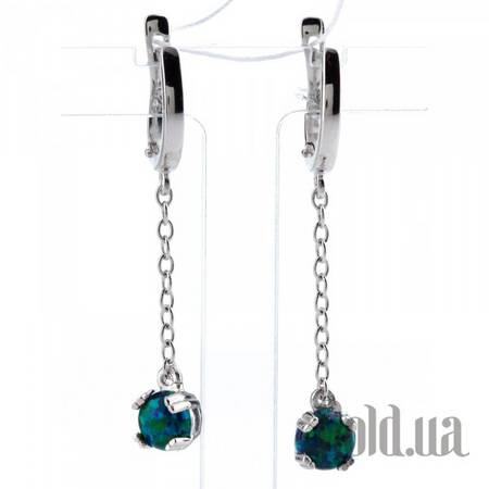 Серьги с подвесками Серебряные серьги с синт. опалами