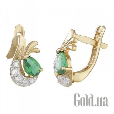Серьги Серебряные серьги с куб. циркониями в позолоте