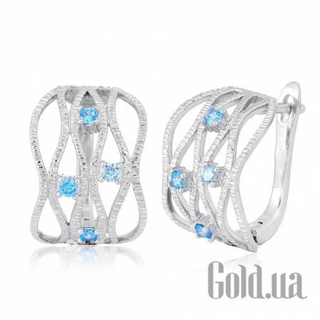 Серьги Серебряные серьги  с куб. циркониями