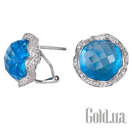 Серьги Золотые серьги с бриллиантами и топазами