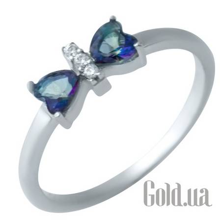 Кольцо Серебряное кольцо с топазами и куб. циркониями, 17