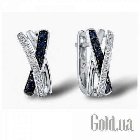 Серьги Золотые серьги с бриллиантами и сапфирами