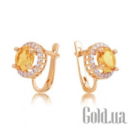 Серьги Золотые серьги с цитринами и куб. циркониями