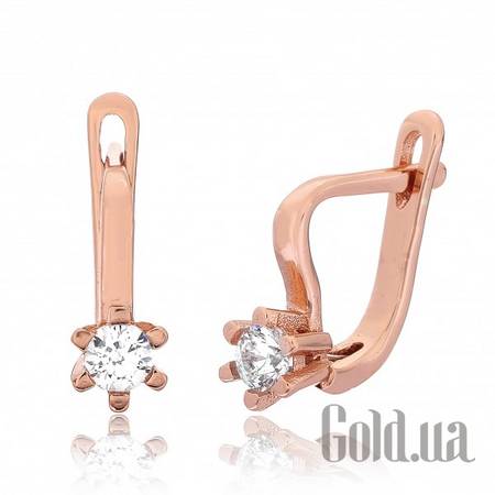 Серьги Серебряные серьги  с куб. циркониями в позолоте
