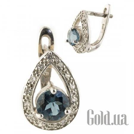 Серьги Серебряные серьги с топазами и куб.циркониями