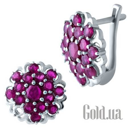 Серьги Серебряные серьги с рубинами