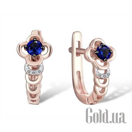 Серьги Золотые серьги с бриллиантами и сапфирами