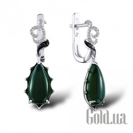 Серьги с подвесками Золотые серьги с бриллиантами и агатами