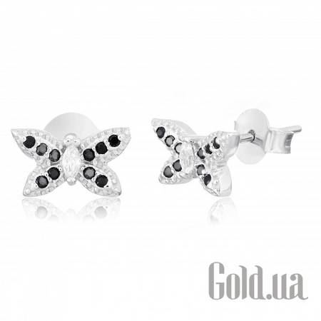 Серьги-гвоздики Серебряные серьги  с куб. циркониями