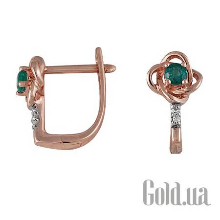 Серьги Золотые серьги с бриллиантами и изумрудами