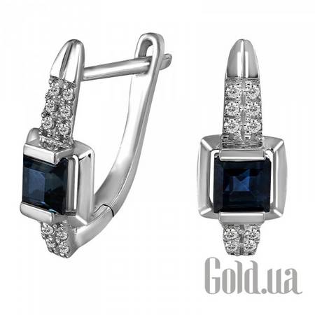 Серьги Золотые серьги с бриллиантами и сапфирами