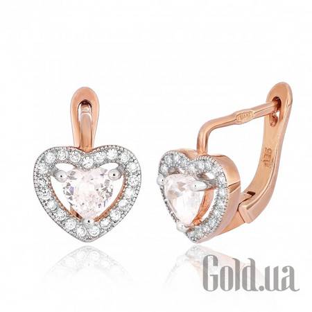 Серьги Серебряные серьги с  куб. циркониями в позолоте