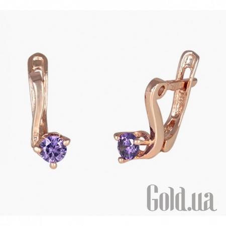 Серьги Серебряные серьги  с куб. циркониями в позолоте