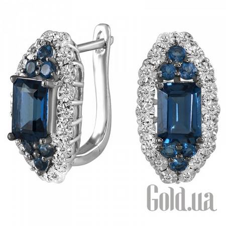 Серьги Золотые серьги с бриллиантами и топазами