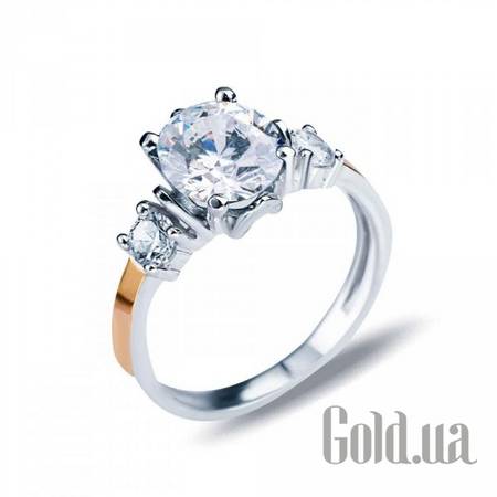 Кольцо Серебряное кольцо с куб. циркониями и вставками из золота, 17