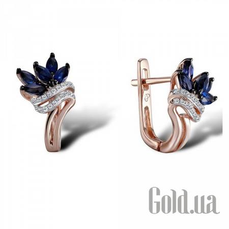 Серьги Золотые серьги с бриллиантами и сапфирами