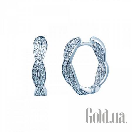 Серьги-кольца Серебряные серьги с куб. циркониями