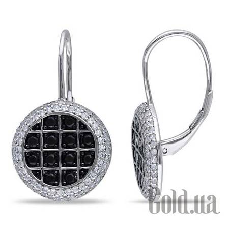 Серьги с подвесками Серебряные серьги с сапфирами (синтетич.) и шпинелью